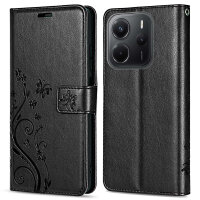 Hülle für Xiaomi Redmi Note 14 4G, Handy Tasche Handyhülle Wallet Case Flip Cover in Schwarz