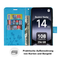 Hülle für Xiaomi Redmi Note 14 5G, Handy Tasche Handyhülle Wallet Case Flip Cover in Blau