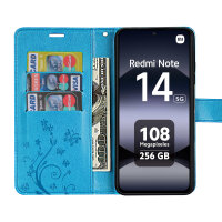 Hülle für Xiaomi Redmi Note 14 5G, Handy Tasche Handyhülle Wallet Case Flip Cover in Blau