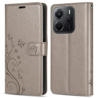 Hülle für Xiaomi Redmi Note 14 5G, Handy Tasche Handyhülle Wallet Case Flip Cover in Grau