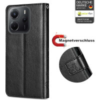 Hülle für Xiaomi Redmi Note 14 5G, Handy Tasche Handyhülle Wallet Case Flip Cover in Schwarz