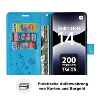 Hülle für Xiaomi Redmi Note 14 Pro 4G, Handy Tasche Handyhülle Wallet Case Flip Cover in Blau