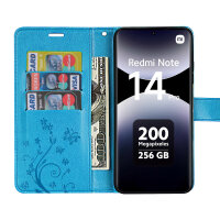 Hülle für Xiaomi Redmi Note 14 Pro 4G, Handy Tasche Handyhülle Wallet Case Flip Cover in Blau