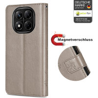 Hülle für Xiaomi Redmi Note 14 Pro 4G, Handy Tasche Handyhülle Wallet Case Flip Cover in Grau