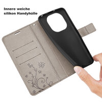 Hülle für Xiaomi Redmi Note 14 Pro 4G, Handy Tasche Handyhülle Wallet Case Flip Cover in Grau