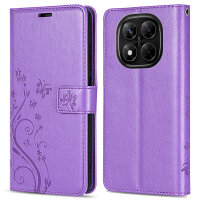 Hülle für Xiaomi Redmi Note 14 Pro 4G, Handy Tasche Handyhülle Wallet Case Flip Cover in Lila