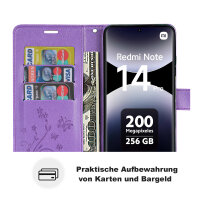 Hülle für Xiaomi Redmi Note 14 Pro 4G, Handy Tasche Handyhülle Wallet Case Flip Cover in Lila