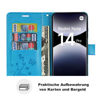 Hülle für Xiaomi Redmi Note 14 Pro 5G, Handy Tasche Handyhülle Wallet Case Flip Cover in Blau
