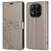 Hülle für Xiaomi Redmi Note 14 Pro 5G, Handy Tasche Handyhülle Wallet Case Flip Cover in Grau