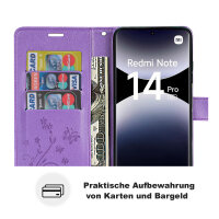 Hülle für Xiaomi Redmi Note 14 Pro 5G, Handy Tasche Handyhülle Wallet Case Flip Cover in Lila