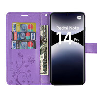 Hülle für Xiaomi Redmi Note 14 Pro 5G, Handy Tasche Handyhülle Wallet Case Flip Cover in Lila
