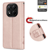 Hülle für Xiaomi Redmi Note 14 Pro 5G, Handy Tasche Handyhülle Wallet Case Flip Cover in Rosegold
