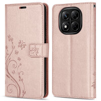 Hülle für Xiaomi Redmi Note 14 Pro 5G, Handy Tasche Handyhülle Wallet Case Flip Cover in Rosegold