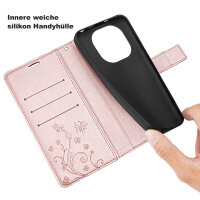 Hülle für Xiaomi Redmi Note 14 Pro 5G, Handy Tasche Handyhülle Wallet Case Flip Cover in Rosegold