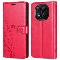 Hülle für Xiaomi Redmi Note 14 Pro 5G, Handy Tasche Handyhülle Wallet Case Flip Cover in Rot