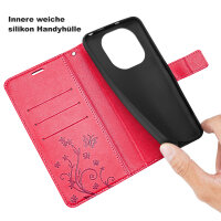 Hülle für Xiaomi Redmi Note 14 Pro 5G, Handy Tasche Handyhülle Wallet Case Flip Cover in Rot