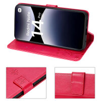 Hülle für Xiaomi Redmi Note 14 Pro 5G, Handy Tasche Handyhülle Wallet Case Flip Cover in Rot