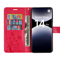 Hülle für Xiaomi Redmi Note 14 Pro 5G, Handy Tasche Handyhülle Wallet Case Flip Cover in Rot