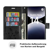 Hülle für Xiaomi Redmi Note 14 Pro 5G, Handy Tasche Handyhülle Wallet Case Flip Cover in Schwarz