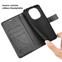 Hülle für Xiaomi Redmi Note 14 Pro 5G, Handy Tasche Handyhülle Wallet Case Flip Cover in Schwarz