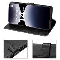 Hülle für Xiaomi Redmi Note 14 Pro 5G, Handy Tasche Handyhülle Wallet Case Flip Cover in Schwarz
