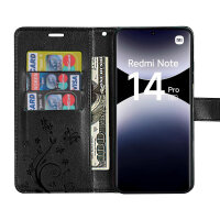 Hülle für Xiaomi Redmi Note 14 Pro 5G, Handy Tasche Handyhülle Wallet Case Flip Cover in Schwarz