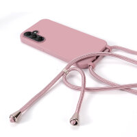 Handykette für Samsung Galaxy A05s Hanyhülle mit Band Hülle mit Kodel Smartphone Halskette in Rosa