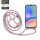 Handykette für Samsung Galaxy A05s Hanyhülle mit Band Hülle mit Kodel Smartphone Halskette in Rosa