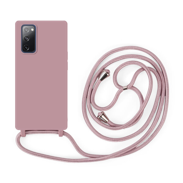 Handykette für Samsung Galaxy S20 FE Hanyhülle mit Band Hülle mit Kodel Smartphone Halskette in Rosa