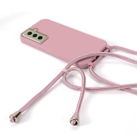 Handykette für Samsung Galaxy S21 FE Hanyhülle mit Band Hülle mit Kodel Smartphone Halskette in Rosa