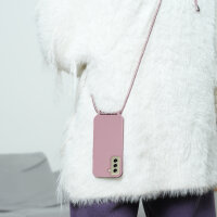 Handykette für Samsung Galaxy S21 FE Hanyhülle mit Band Hülle mit Kodel Smartphone Halskette in Rosa