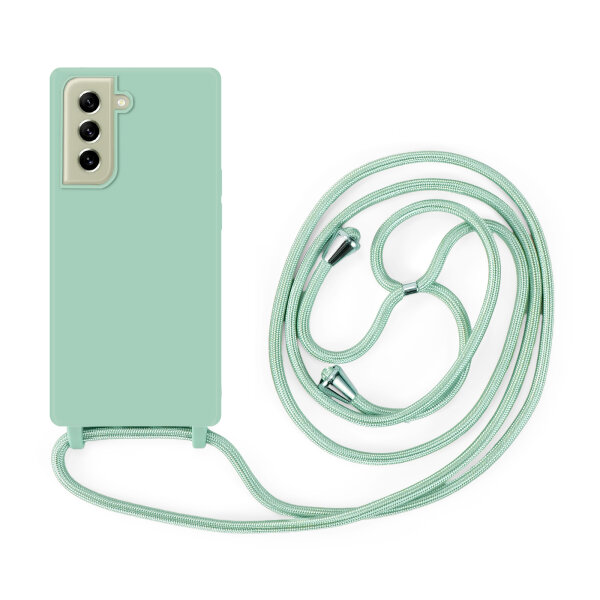 Handykette für Samsung Galaxy S21 FE Hanyhülle mit Band Hülle mit Kodel Smartphone Halskette in Mintgrün
