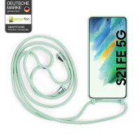 Handykette für Samsung Galaxy S21 FE Hanyhülle mit Band Hülle mit Kodel Smartphone Halskette in Mintgrün