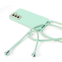 Handykette für Samsung Galaxy S21 FE Hanyhülle mit Band Hülle mit Kodel Smartphone Halskette in Mintgrün