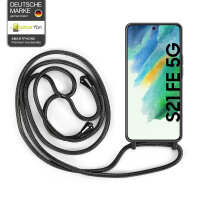 Handykette für Samsung Galaxy S21 FE Hanyhülle mit Band Hülle mit Kodel Smartphone Halskette in Schwarz