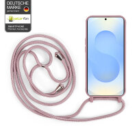 Handykette für Samsung Galaxy S25 Hanyhülle mit Band Hülle mit Kodel Smartphone Halskette in Rosa