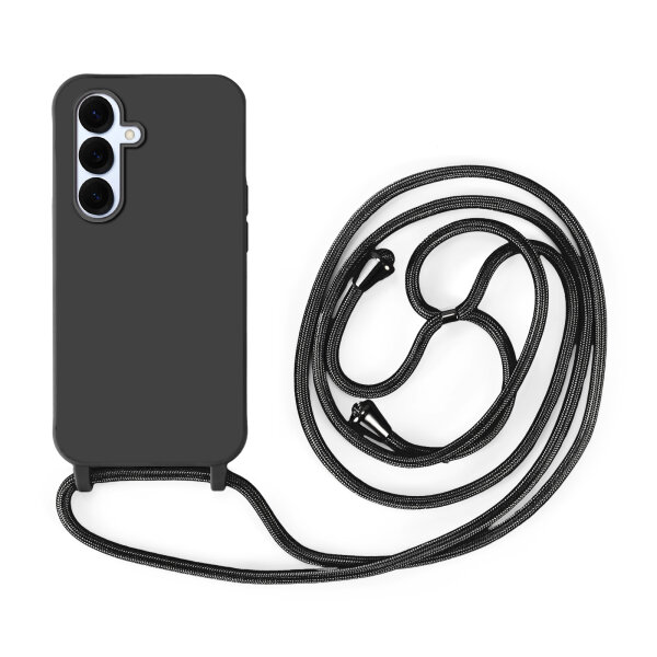 Handykette für Samsung Galaxy S25 Hanyhülle mit Band Hülle mit Kodel Smartphone Halskette in Schwarz