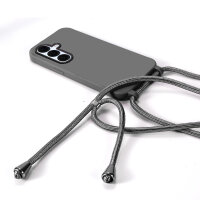 Handykette für Samsung Galaxy S25 Hanyhülle mit Band Hülle mit Kodel Smartphone Halskette in Schwarz