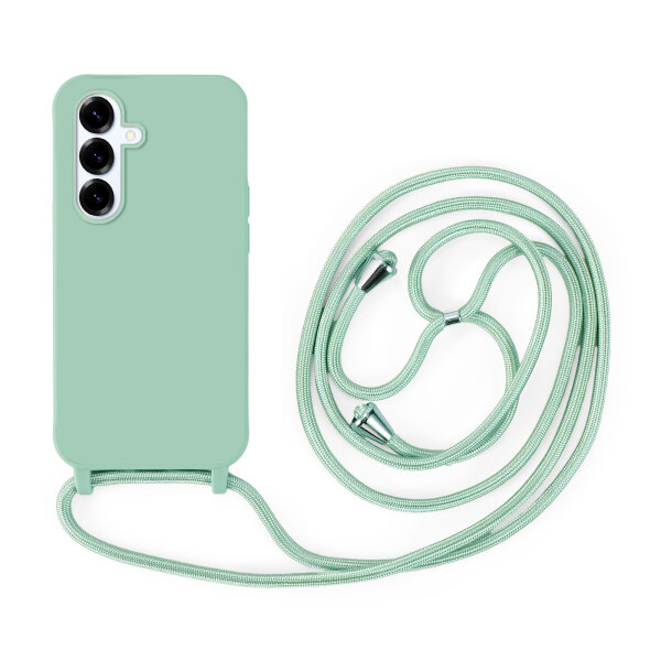 Handykette für Samsung Galaxy S25+ Hanyhülle mit Band Hülle mit Kodel Smartphone Halskette in Mintgrün