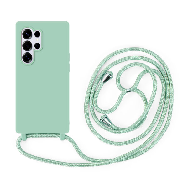 Handykette für Samsung Galaxy S25 Ultra Hanyhülle mit Band Hülle mit Kodel Smartphone Halskette in Mintgrün