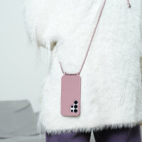 Handykette für Samsung Galaxy S25 Ultra Hanyhülle mit Band Hülle mit Kodel Smartphone Halskette in Rosa