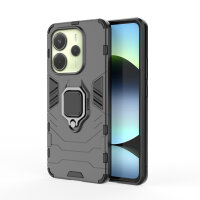 Hülle für Xiaomi Redmi Note 14 4G Handyhülle Drehbar Ringhalter Magnet Bumper Case in Schwarz
