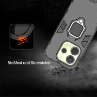 Hülle für Xiaomi Redmi Note 14 4G Handyhülle Drehbar Ringhalter Magnet Bumper Case in Schwarz