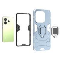 Hülle für Xiaomi Redmi Note 14 4G Handyhülle Drehbar Ringhalter Magnet Bumper Case in Türkis