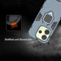 Hülle für Xiaomi Redmi Note 14 4G Handyhülle Drehbar Ringhalter Magnet Bumper Case in Türkis
