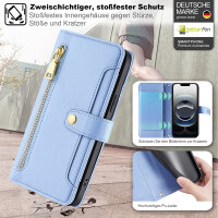 Handykette für Apple iPhone 16E – Handyhülle mit Band PU-Leder Hellblau