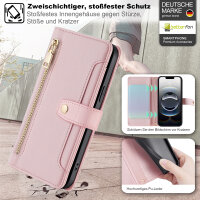 Handykette für Apple iPhone 16E – Handyhülle mit Band PU-Leder Rosa