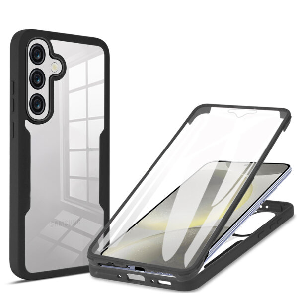 360° Hülle für Samsung A36 / A56, 360 Grad Handyhülle mit Integriertem Displayschutz in Schwarz