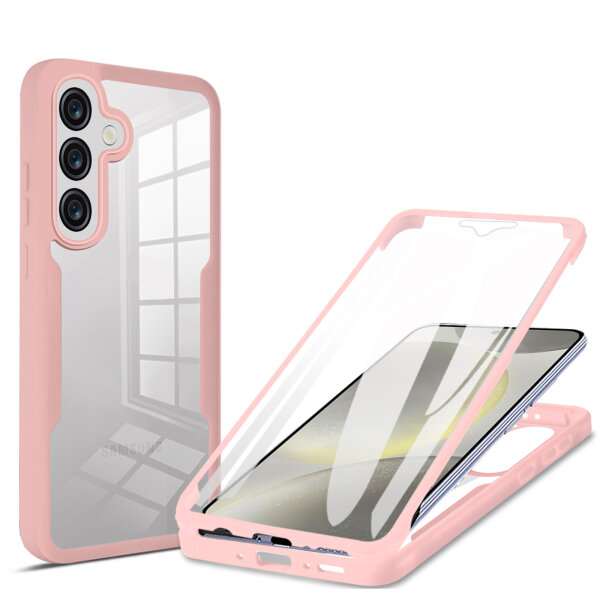 360° Hülle für Samsung A36 / A56, 360 Grad Handyhülle mit Integriertem Displayschutz in Rosa