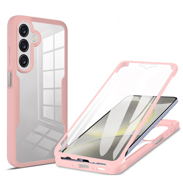 360° Hülle für Samsung Galaxy A26, 360 Grad Handyhülle mit Integriertem Displayschutz in Rosa